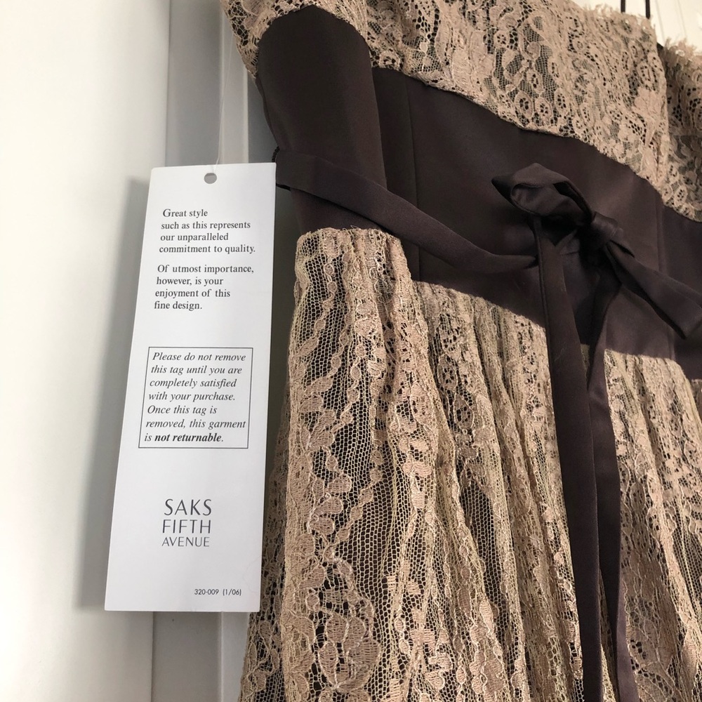 Brown silk dress NWT Saks Fifth Ave - Picture 3 of 9